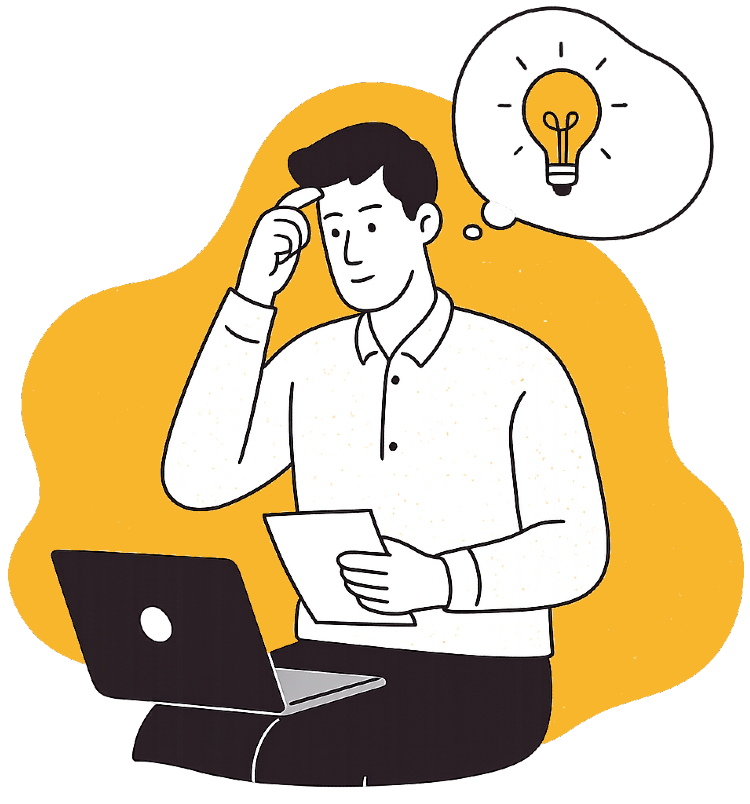 Person thinking with idea